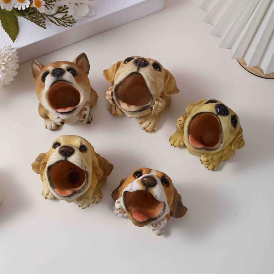 Cute Puppy Pen Holder Resin Desktop Organizer for Stationery Mini Dog Desktop Ornament Creative Gift for Students Office