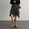 Korean Irregular Hem Denim Skirt