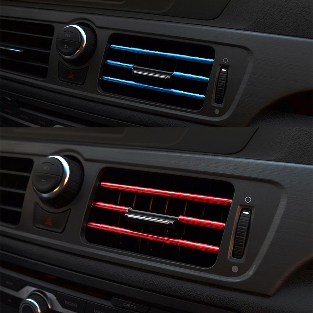 10pcs Car Air Conditioner Vent Trim Colorful PVC Stylish Interior Moulding Strip for Decoration