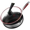 KOBACH 5th Gen 316L Stainless Steel Honeycomb Flat Bottom Stir-fry Pan, 28cm
