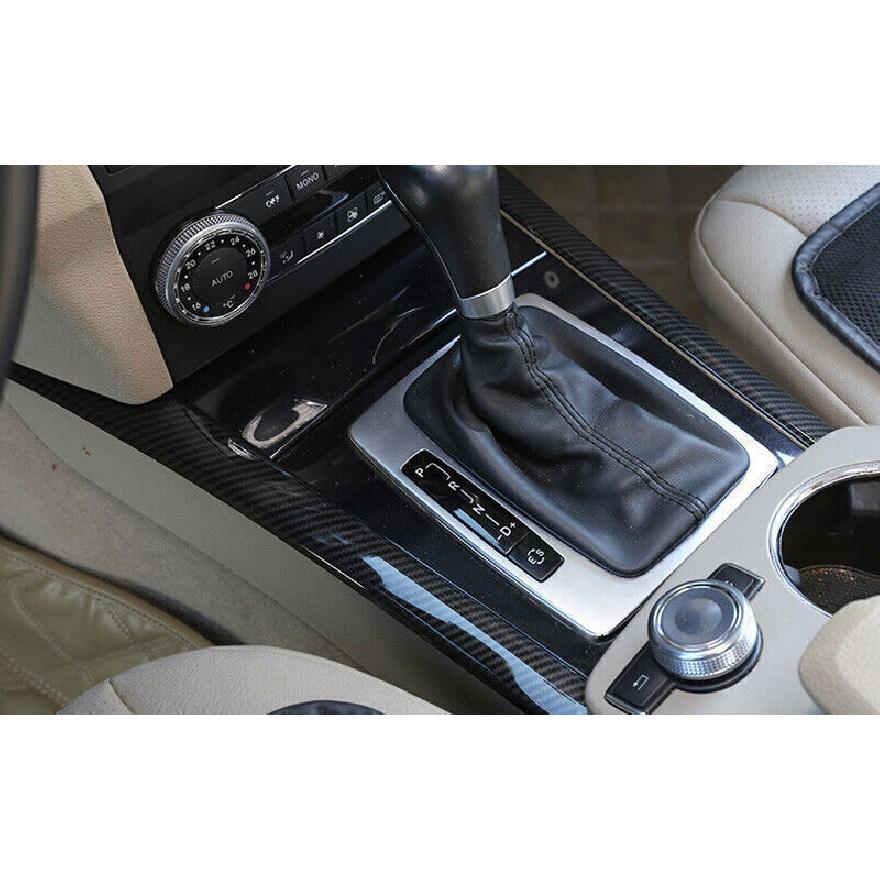 Gear Shift Both Side Strip Trim 2PCS Fit For Benz GLK 2009-2015 ABS Carbon Fiber