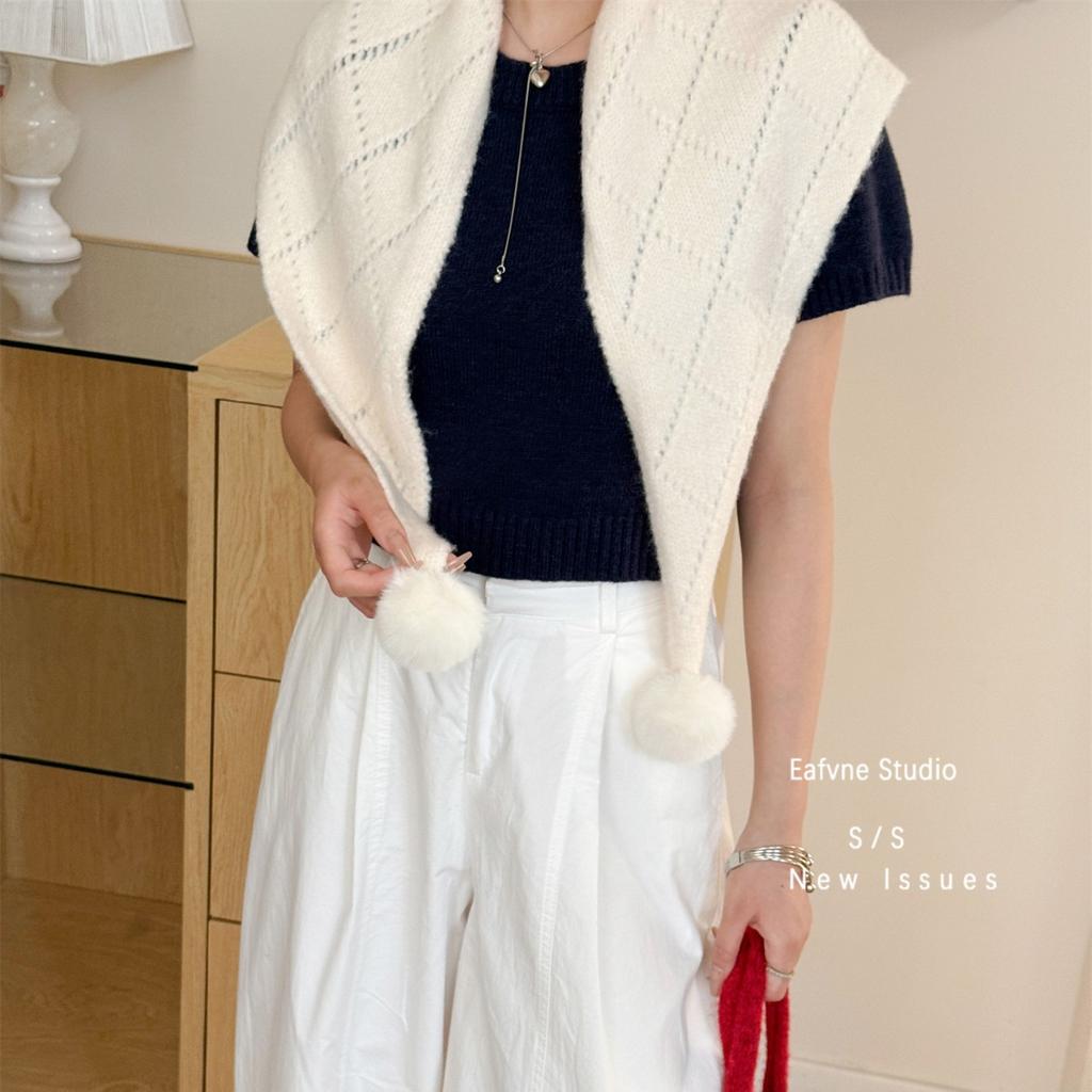 A New Triangular Scarf for Women A Versatile Pilling  and A Student Knitted Woolen Scarf Shawl for Warmth