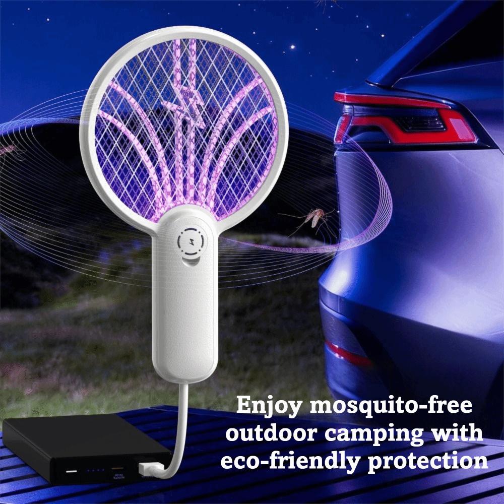 Portable Electric Mosquito Racket Mini Plug-in Mosquito Killer Fly Swatter Bug Zapper Household