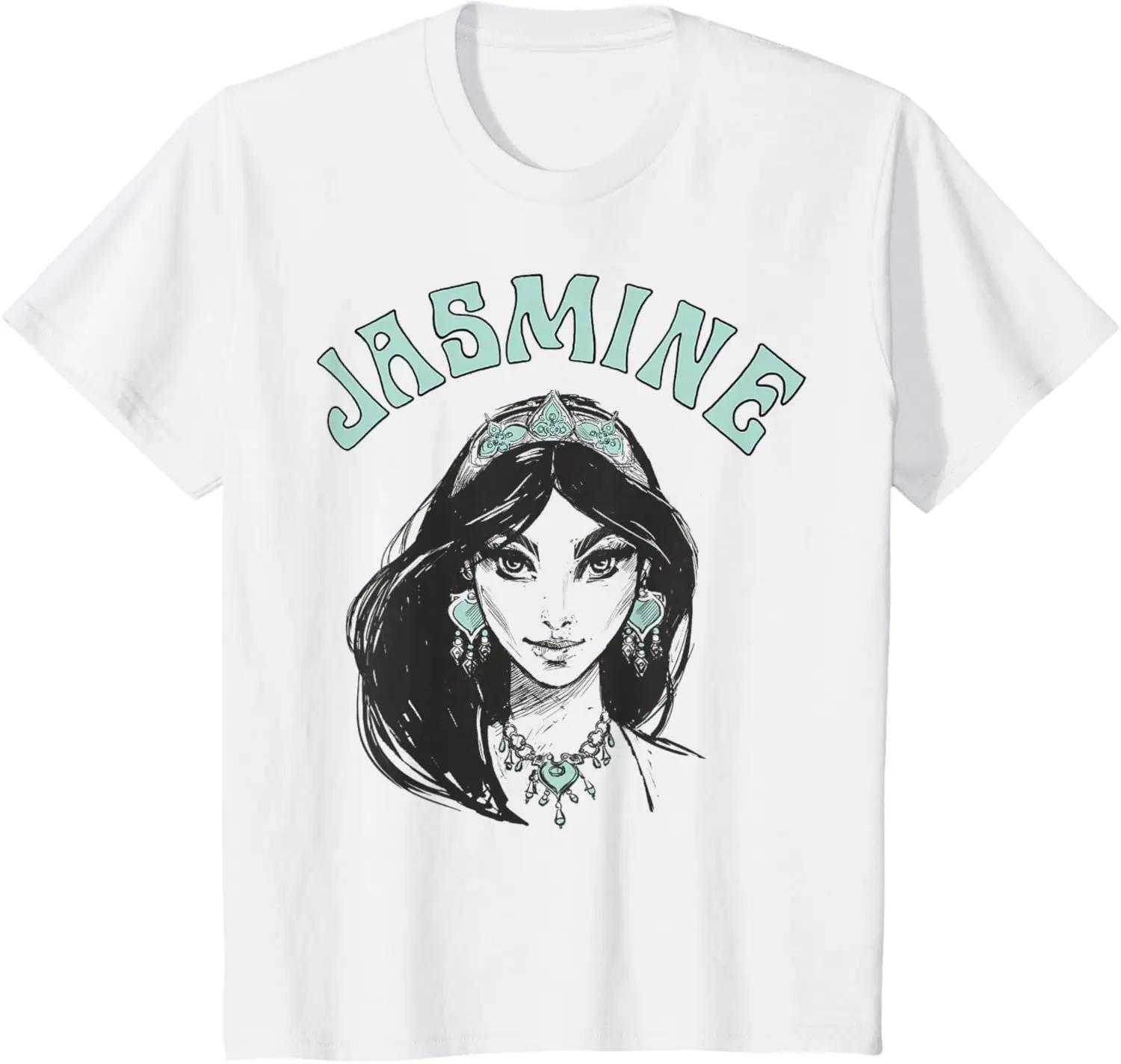 Hot Fashion Disney Aladdin Live Action Jasmine Face Portrait Sketch T-Shirt S-4XL Four Seasons Gift S