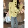 Women's High-Neck Wool Cardigan - Korean Style Single-Breasted Knit for Autumn/Winter
