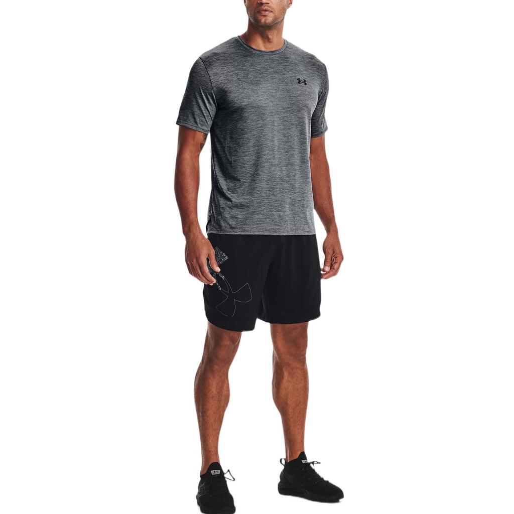 Under Armour Solid Color Large Logo Print Breathable Sports Training Shorts Men Shorts Black 1370394-001