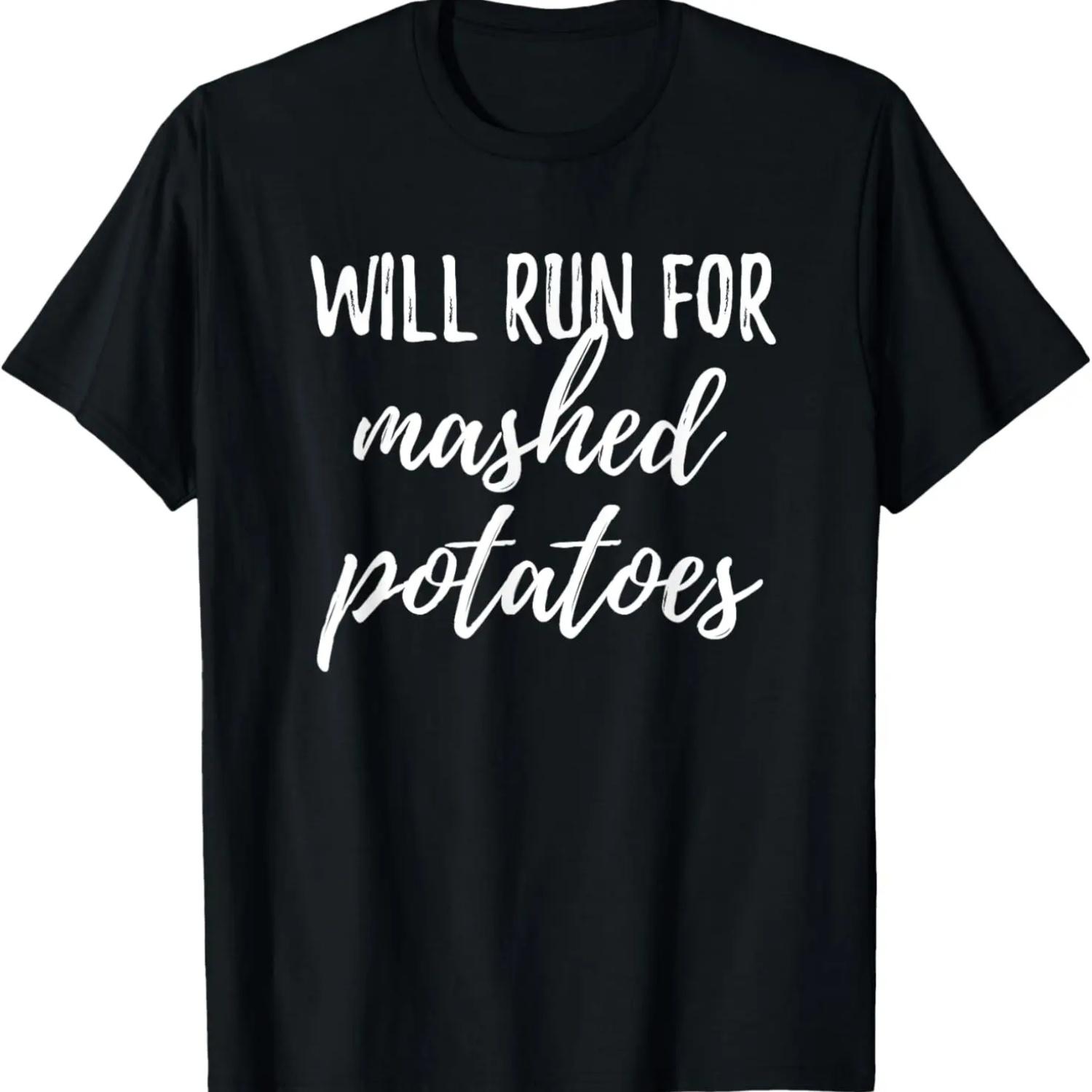 Will Run for Mashed Potatoes Funny Turkey Trot T Shirt S чёрный