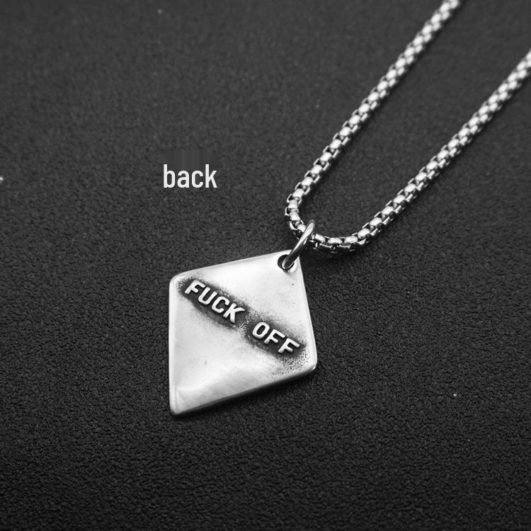 Unisex Titanium Steel Dog Tag Pendant with Punk Rock and Hip-Hop Design
