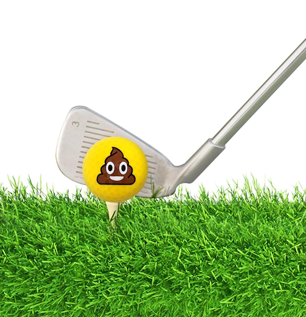 Navika Piłki Golfowe USA Jasnożółte Nadruk Emoji Kupy Kolor o Wysokiej Widoczności Prezent o Tematyce Emoji dla Golfistów Wszystkich Emoji Golf Zabawne Emoji Kupy