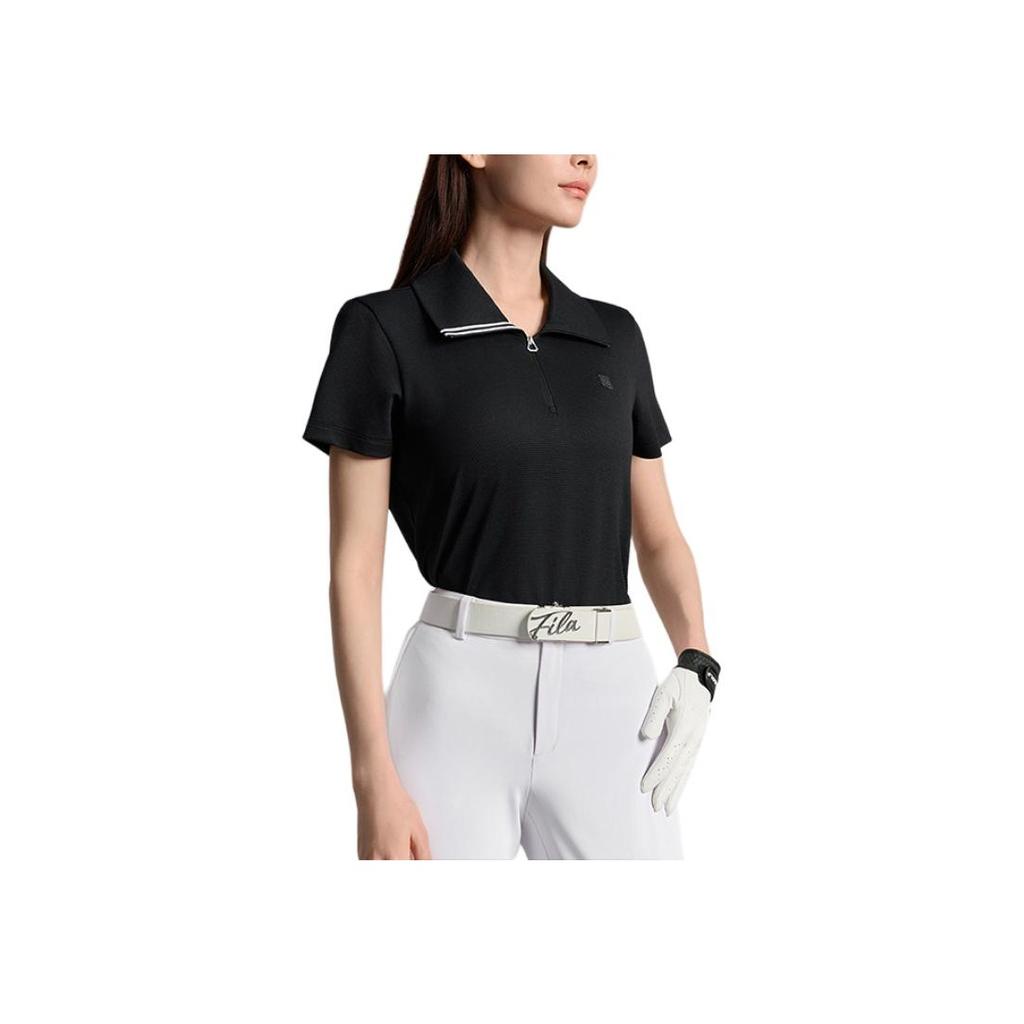 Fila Golf Series SS25 Solid Color Comfortable Simple Short Sleeve Polo Shirt Women Tops A11W535126FBK