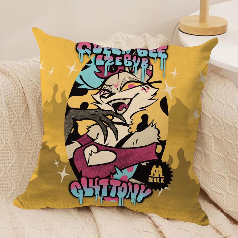 Anime H-HelluvaS B-Boss Cushion Cover Soft Plush Fabric Double-Sided Printed Sofa Cushion Cover for All Seasons Home Decor Gift