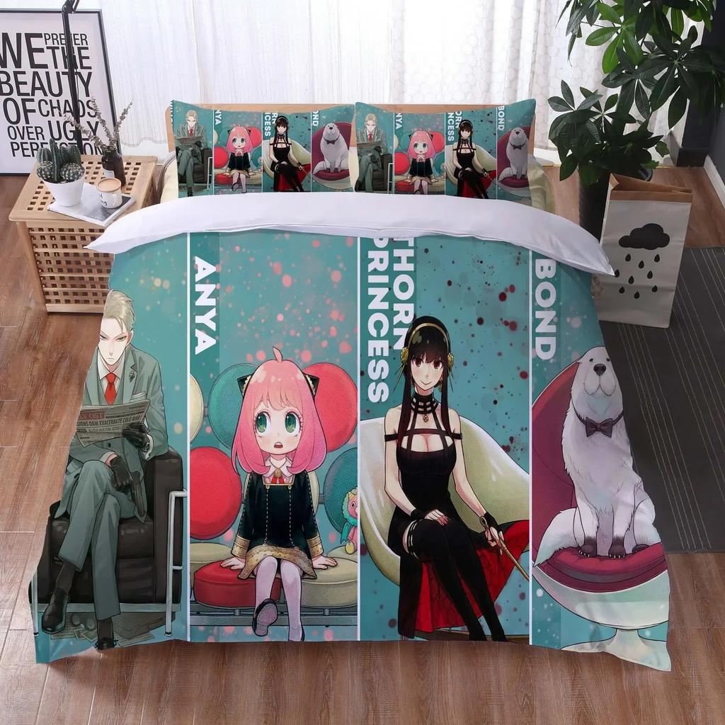 Anime Spy Family Anya Bedding Set 3D Printed Suitable For Bedroom Duvet Cover Set With Pillowcases Kids Home Textile
