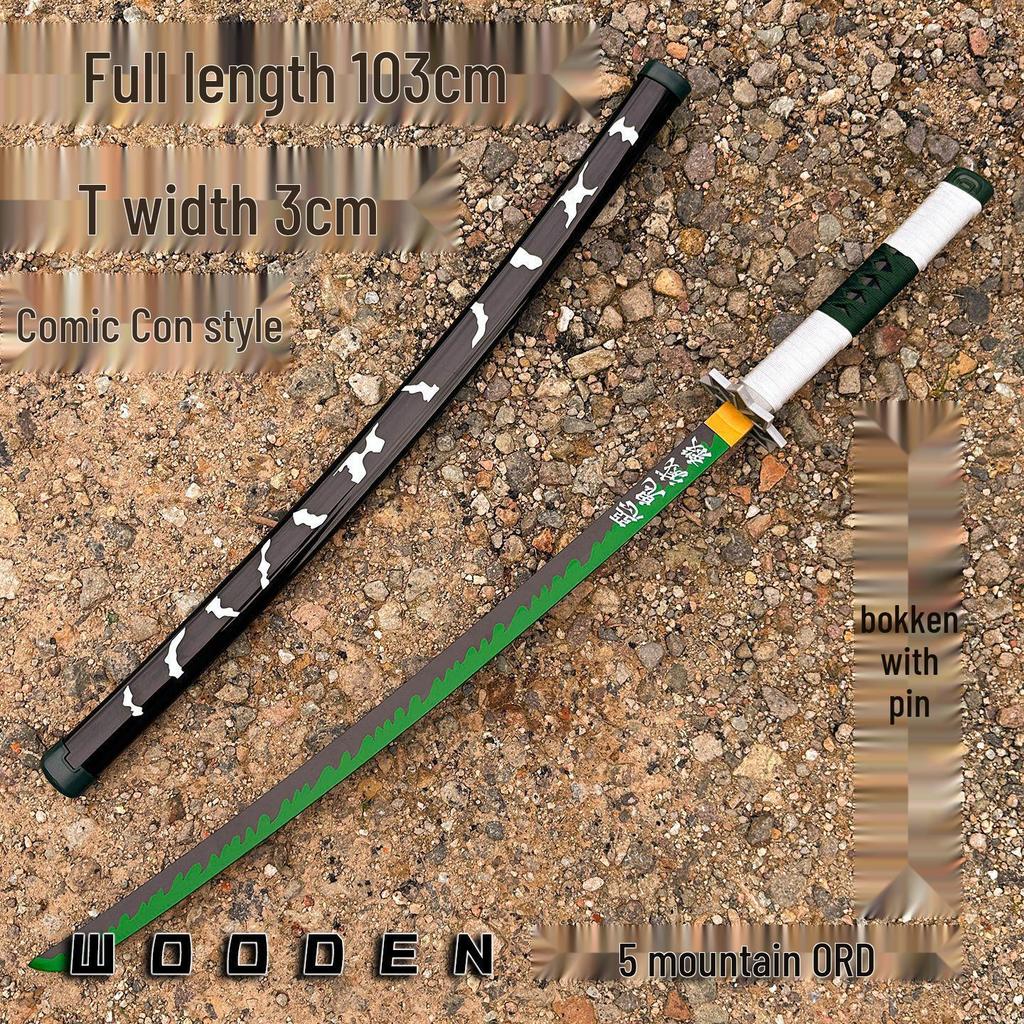 Tanjiro's Demon Slayer Nichirin Toy Sword for Kids - Bamboo Samurai Prop with Scabbard.