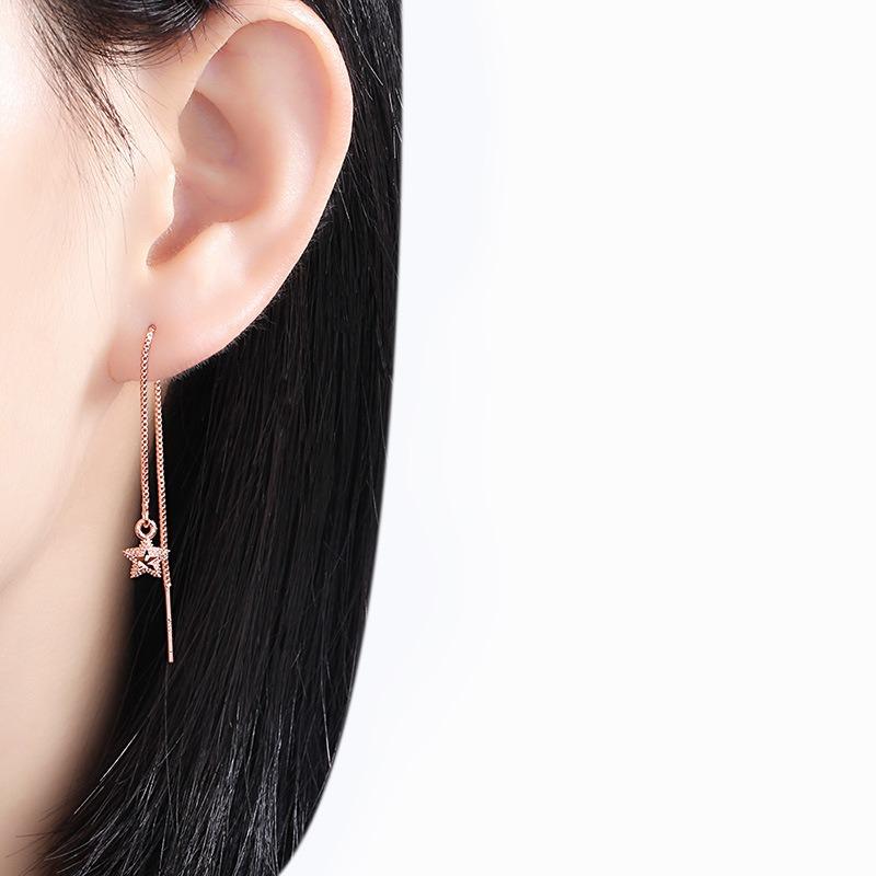 Pure Earlines Fashionable Simple Five-pointed Star Tassel Ear Jewelry Student Women's Style