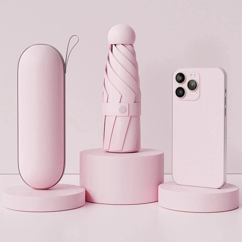 1pc Anti-Uv Mini Umbrella For Sunny And Rainy Days, Portable With Uv Coating And 6 Reinforced Ribs  Beach Umbrella