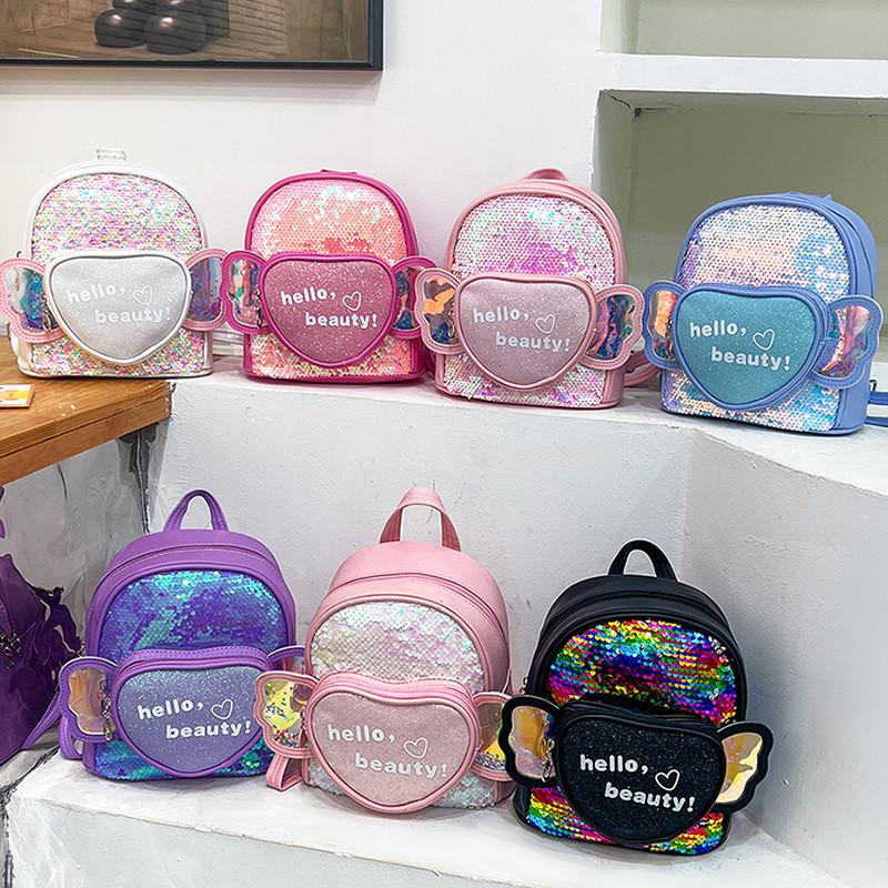 Love Book Children Wings Bag Kindergarten Cartoon Cute Glitter Leisure Small Bag