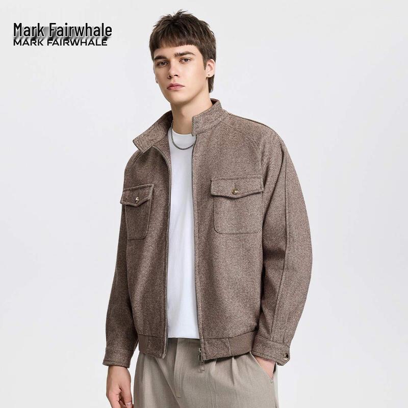 

Mark Fairwhale Men s American Retro Stand-Collar Casual Jacket XL