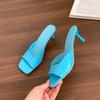 Fashion 2025Womens Summer New Style Simple Solid Color Fashion Square Toe Sandals PU Leather Outdoor Casual Party Dress Women's Slippers