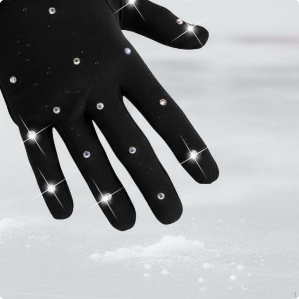 Thermal Figure Skating Gloves Comfortable Rhinestone Elegant Performance Gear for