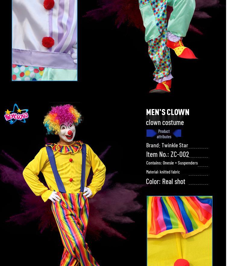 Adult Clown Cosplay Costume for Parties and Masquerades – Includes Clothes and Accessories