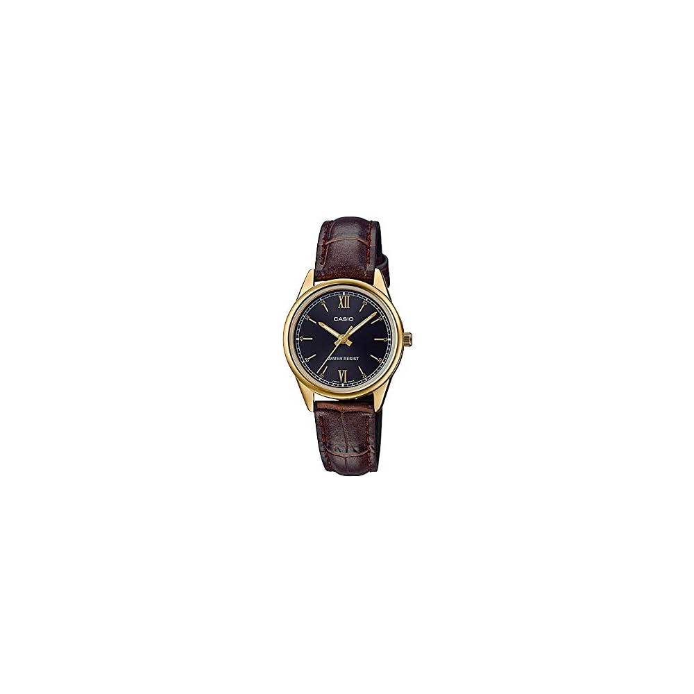 

Casio LTP-V005GL-1B2 Women s Analog Watch Black Gold Leather Strap