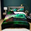 Aurora Borealis Duvet Cover King Queen Pale Weather Over The Hills with Waterfall Creek Nature Landscape Polyester Bedding Set