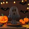 Halloween Mushroom Light Spooky Ghost Mushroom Night Light Resin Table Lamp with Warm Light for Home Mantel Shelf Tabletop Indoor Decor