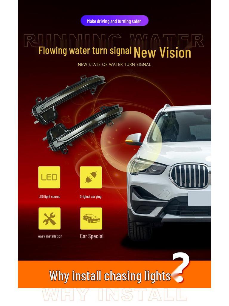 BMW 2 Series (2012+) Sequential Turn Signal Blue Rearview Mirror Light