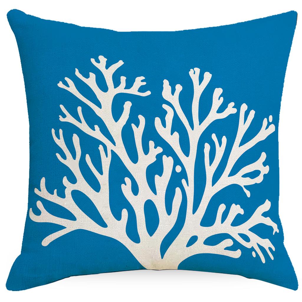 Marine Striped Coral Linen Pillowcase Home Sofa Cushion Pillowcase Decoration