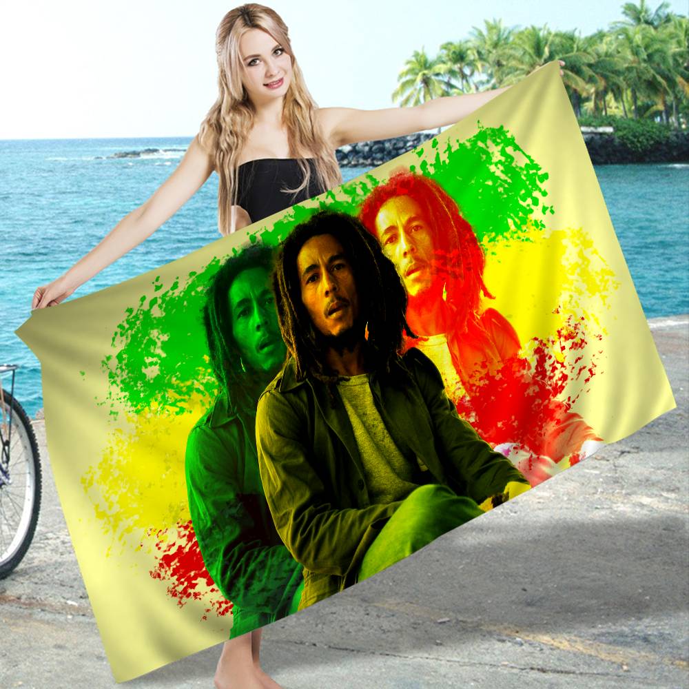Bob Marley Rasta Löwe Mikrofaser Bedrucktes Strandtuch Bergsteigen Yoga Strand Schwimmen Laufen Saugfähiges Weiches Handtuch