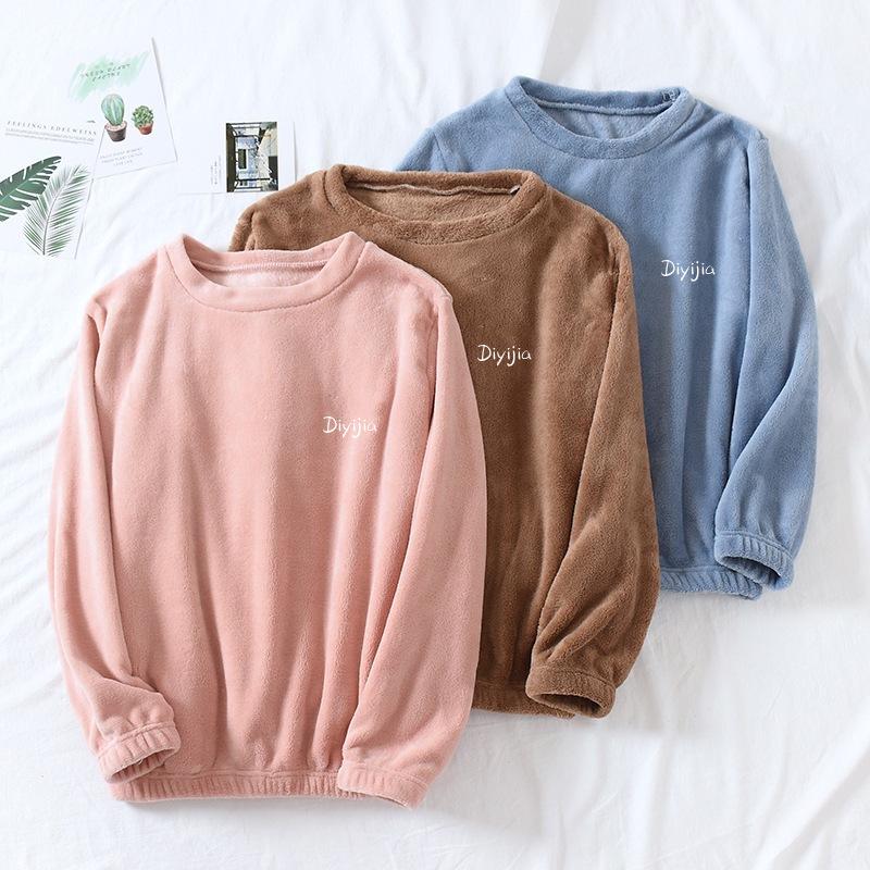 Traje Cálido de Forro Polar Coral para Mujer - Pijama y Ropa de Exterior de Otoño/Invierno