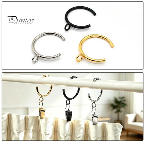 Silent Curtain Hooks for Rods 10Pcs C Shaped Rings, Heavy Duty Bypass Metal Anti Rust Hardware Passing Drapery Rings with Eyelets French Return Smooth