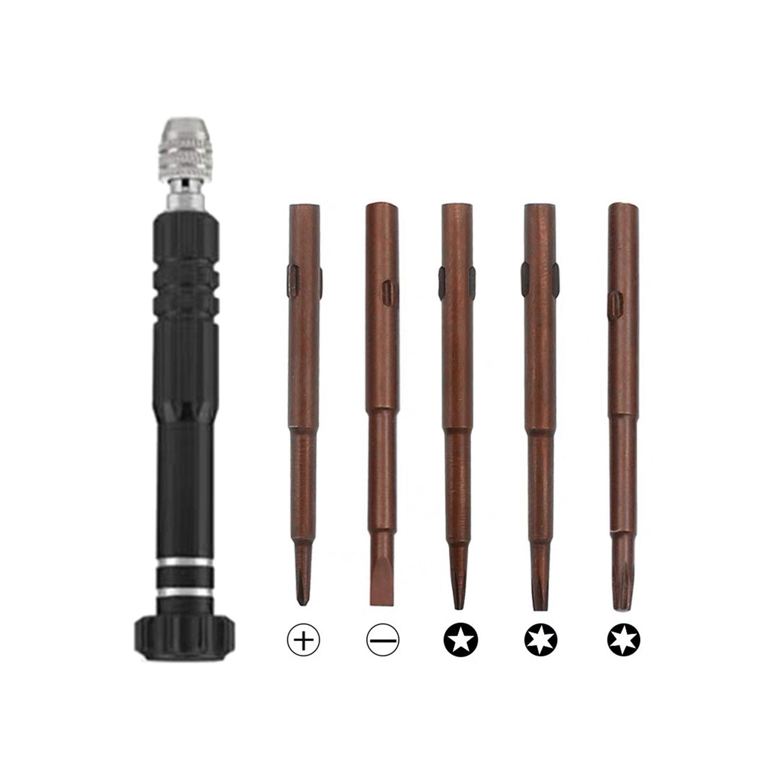 

Набор прецизионных отверток 5 в 1 Мини-набор для ремонта электроники, часов, очков, ноутбуков и ювелирных изделий чёрный