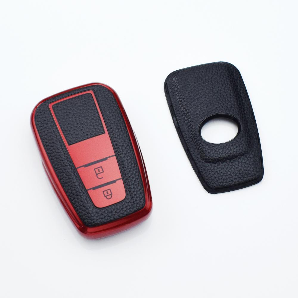 2 Buttons TPU Leather Car Key Case Cover For Toyota Prius Camry Corolla CHR C-HR RAV4 Land Cruiser Prado Shell Fob Accessories