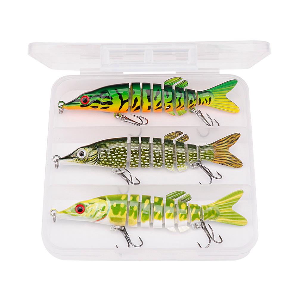 Set of 3 Artificial Baits Kit 10cm 17g Sinking Swimbait Crankbaits Premium Wobbler Lures for Pike Fishing