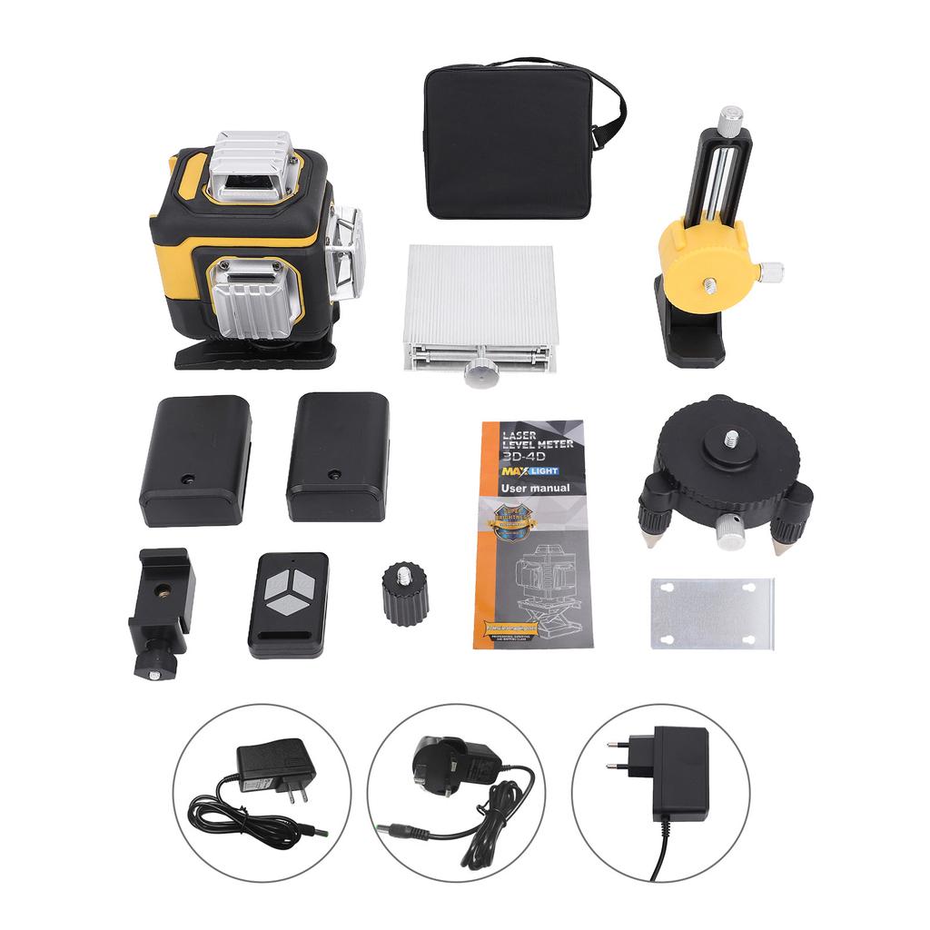 16 Lines Laser Level 3° Self-leveling Machine 4D Green Cross Line Laser Level Powered Rechargeable Lithium Battery Leveling Tool