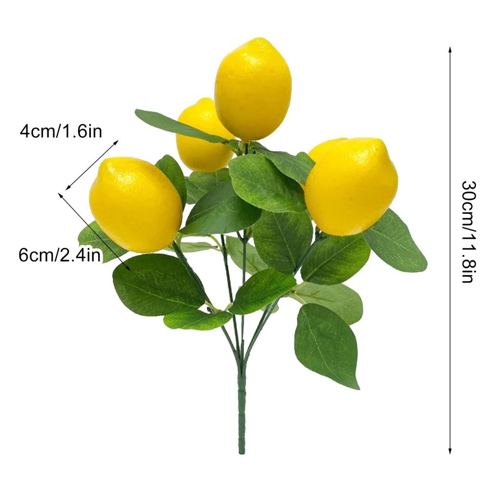 2pcs Simulated Lemon Fruit Branch Bouquet With Green Leaves Artificial Flowers Home Photography Props Flores Artificales Plant