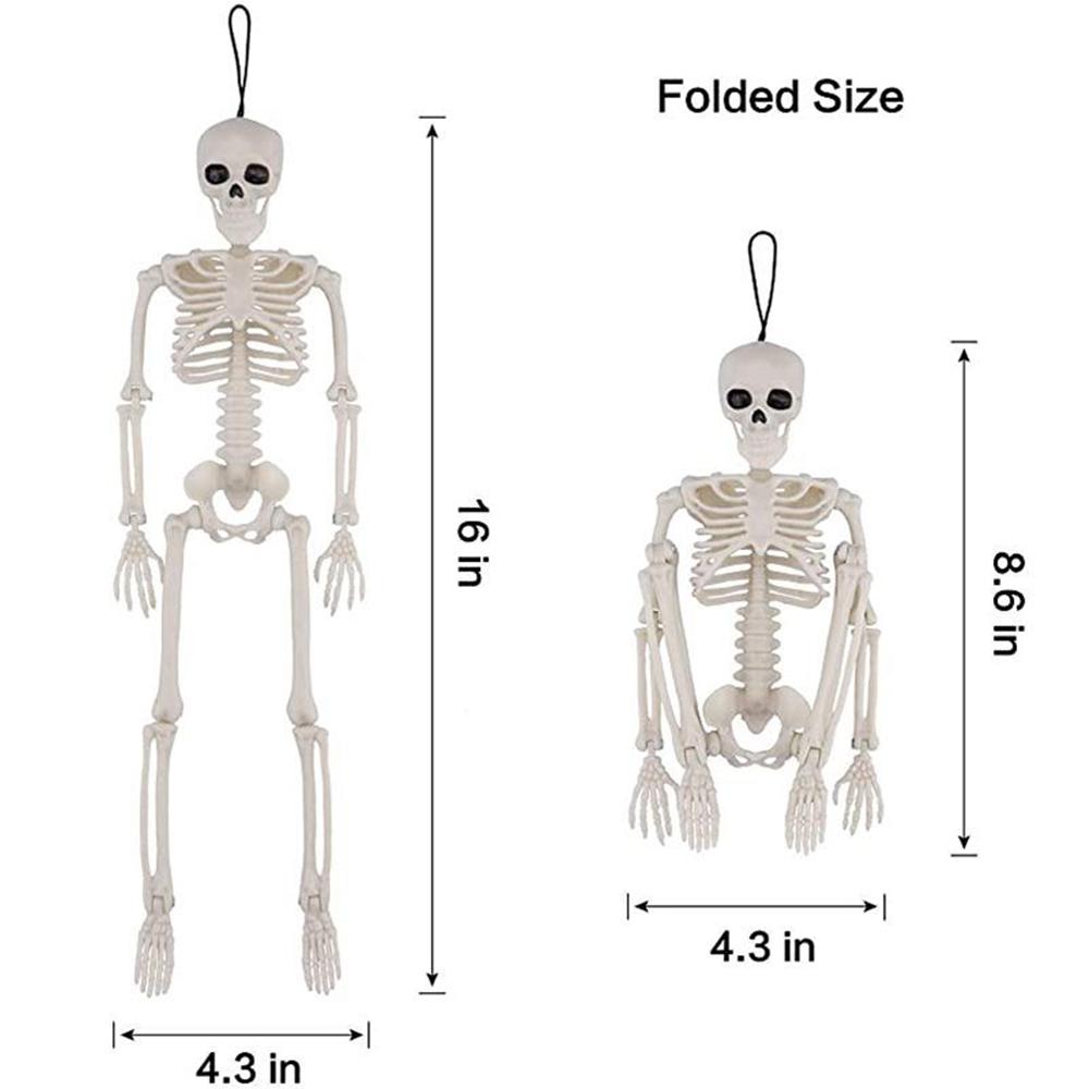 2Pcs Halloween Skeletons Decorations Full Body Posable Joints 16'' Skeletons