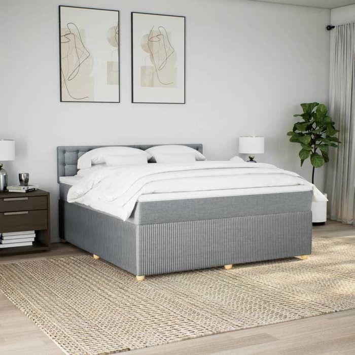 VidaXL Sommier à lattes de lit avec matelas Gris clair 180x200cm Tissu 3287549