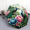 1pc Peacock, feathers pattern Umbrella Portable Folding Umbrella Iron Frame Hole Bone Structure Outdoor Home Umbrella