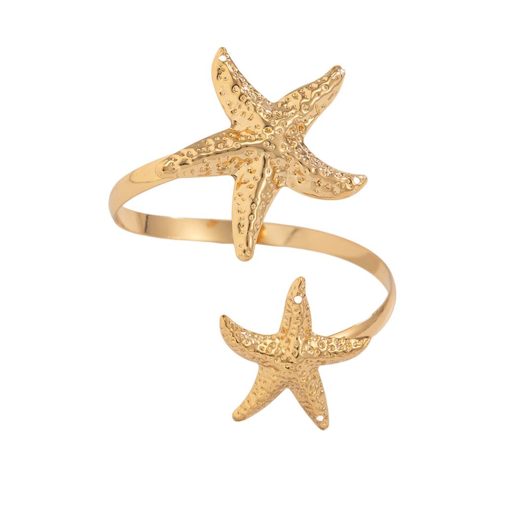 Women Fashion Gold Color Starfish/Flower Arm Bracelet Arm Bangle For Beach Travel And Party Dressingup Armwear Jewelry