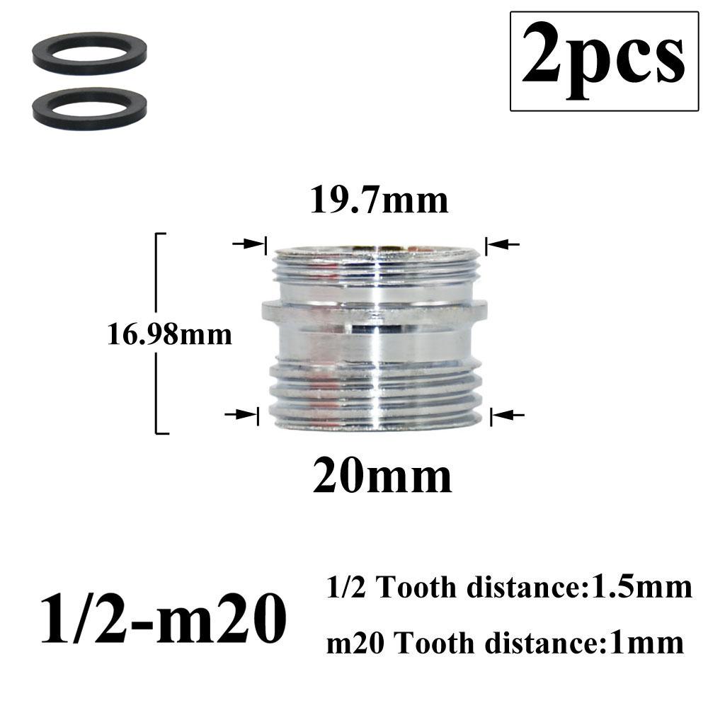 2 יחידות 1/2 שינוי ל- 16 18 20 22 24 26 28 מ"מ חוט זכר נקבה ברז מתאם מטבח חדר אמבטיה פליז Bubbler מים משותף אבזרי