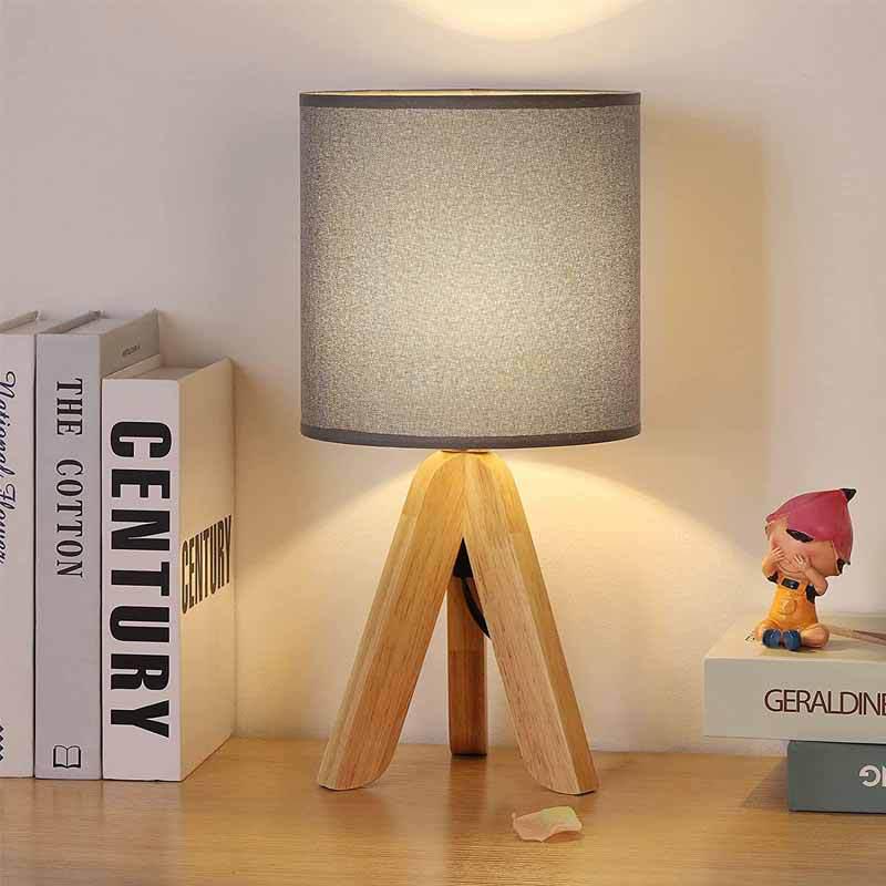 Modern Minimalist Wood Tripod Table Lamp for Hotel, Bedroom, or Study Room