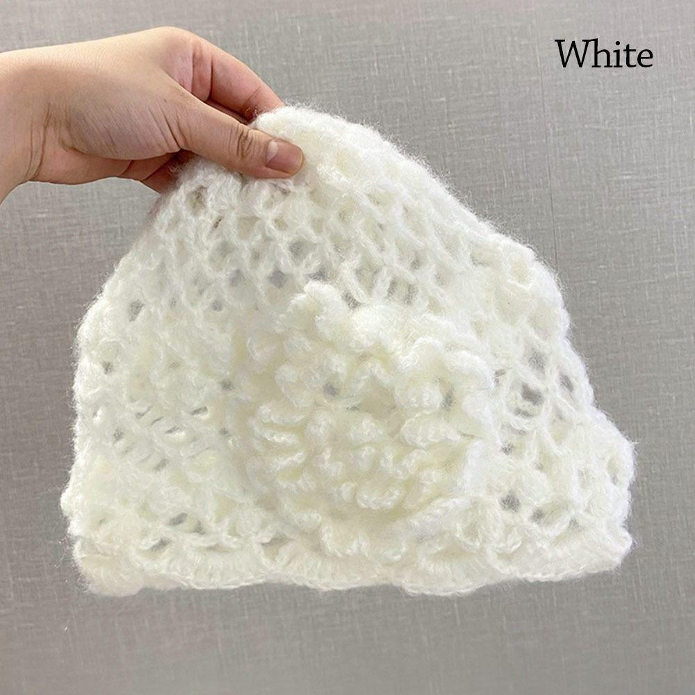 Hollowed Out Knitted Hat Casual Skullies Hat Breathable Baotou Hat for Women