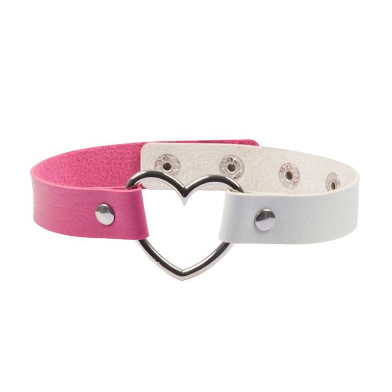 Black Multi Color Punk Collar Necklace Sexy Pu Leather Heart Lock Key Spike Choker For Women Gothic Cosplay Party Jewelry