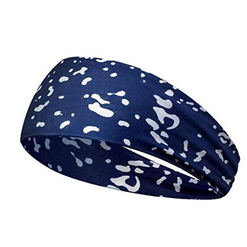 Unisex Elastic Cotton Sports Headband Sweat Absorbing Yoga Running Fitness Headwrap with Printed Pattern for Outdoor Exercise
