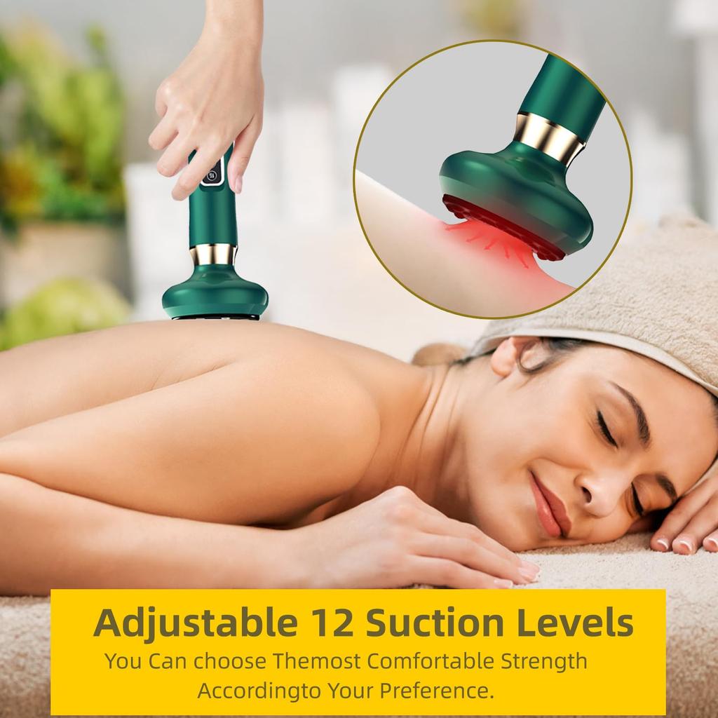 Handheld Cellulite Massager Cupping Kit 12 Suction Modes Rechargeable For Massage Therapy Body Slimming Pain Relief