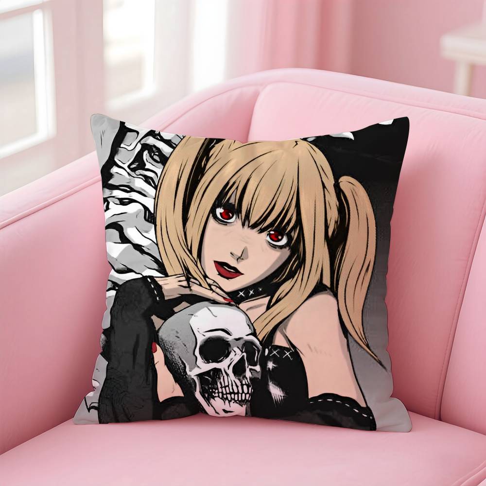 Anime D-DeathNote M-Misa Amane Kissenbezug Milbenabweisender Kissenbezug Unsichtbarer Reißverschluss Seidig kurzer Plüsch Sofakissenbezug