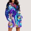 Vestito Lunghezza Ginocchio Tasche con Cappuccio KPop Demon Hunters Felpa Manica Lunga Semplice Casual Sportiva Gonna