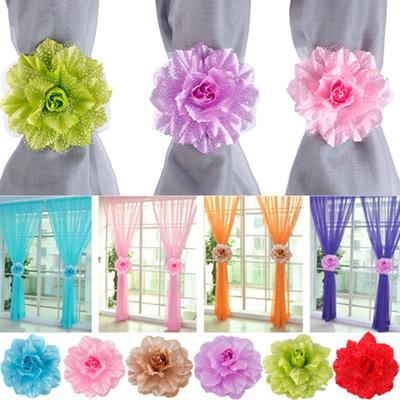 1 Pair Curtain Tieback Beautiful Flower Window Curtain Tieback Holder Drape Panel Sheer Strap Home Decoration Accessories for Living Room